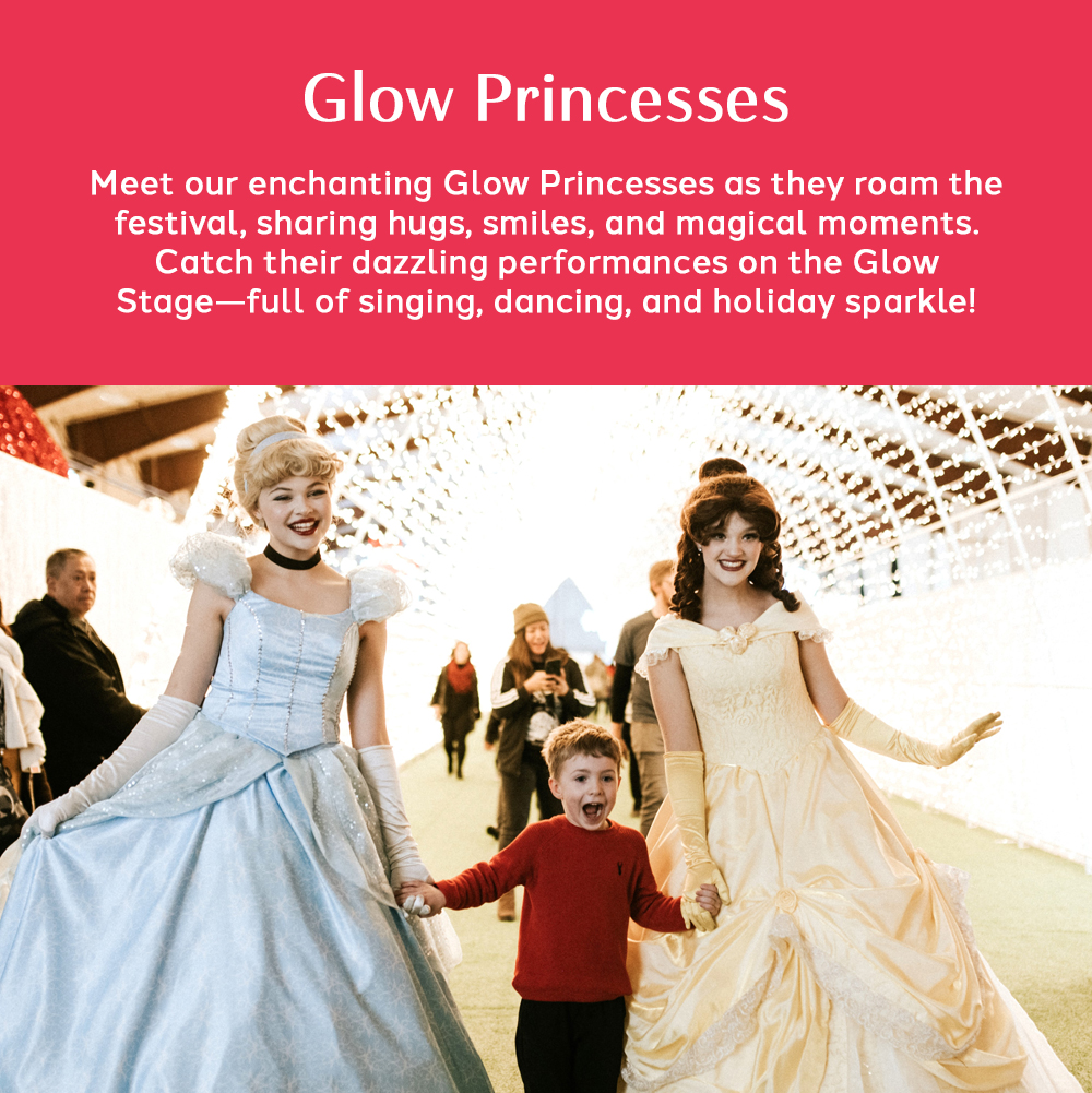 Glow princesses and characters at the show graphic